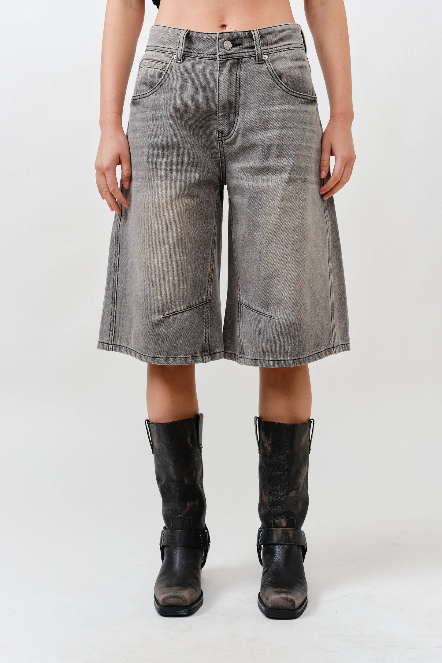 Yoke Seam Denim Bermuda Shorts