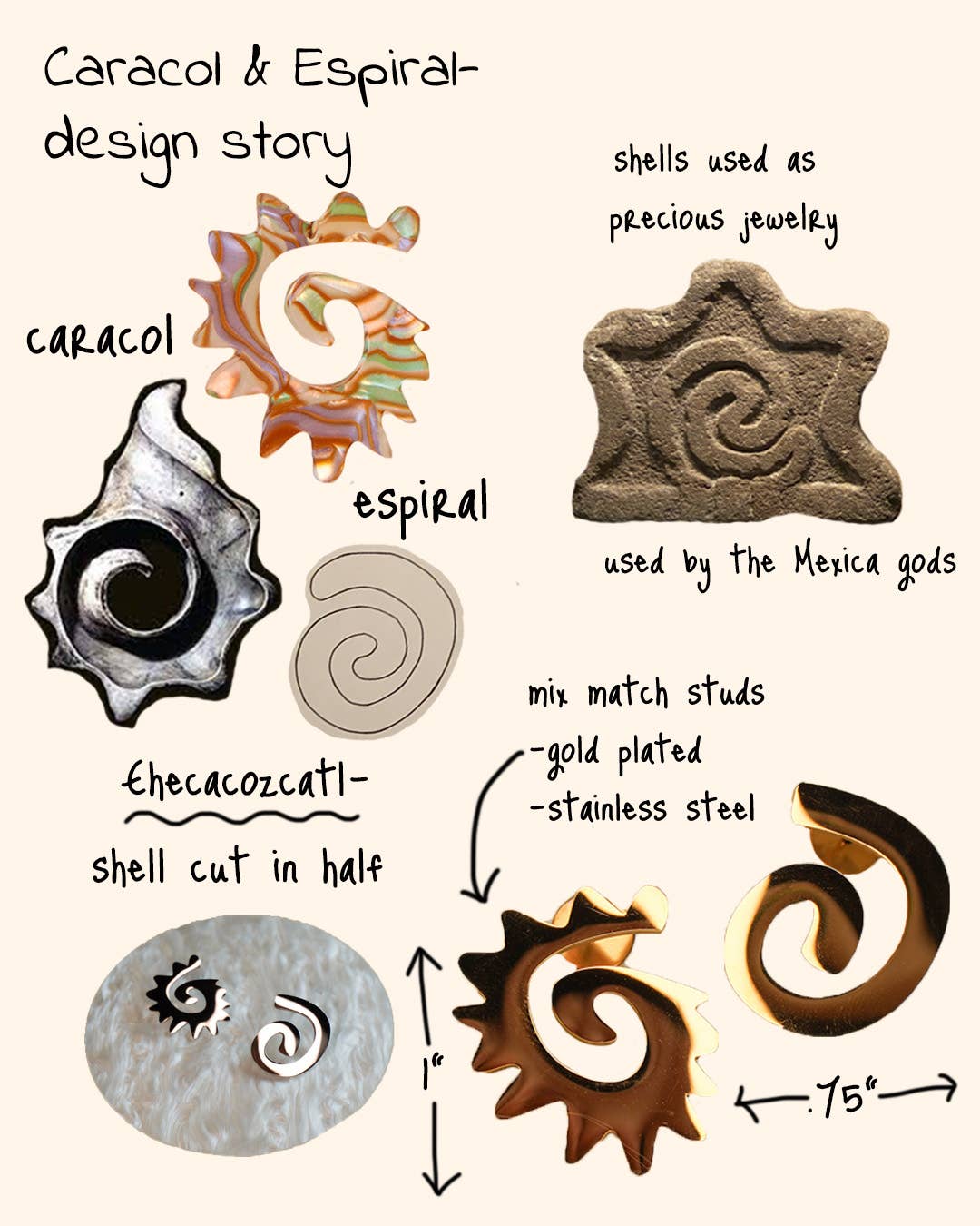 Caracol & Espiral gold studs