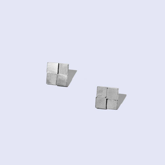 Checkers Stud Earrings - Sterling Silver