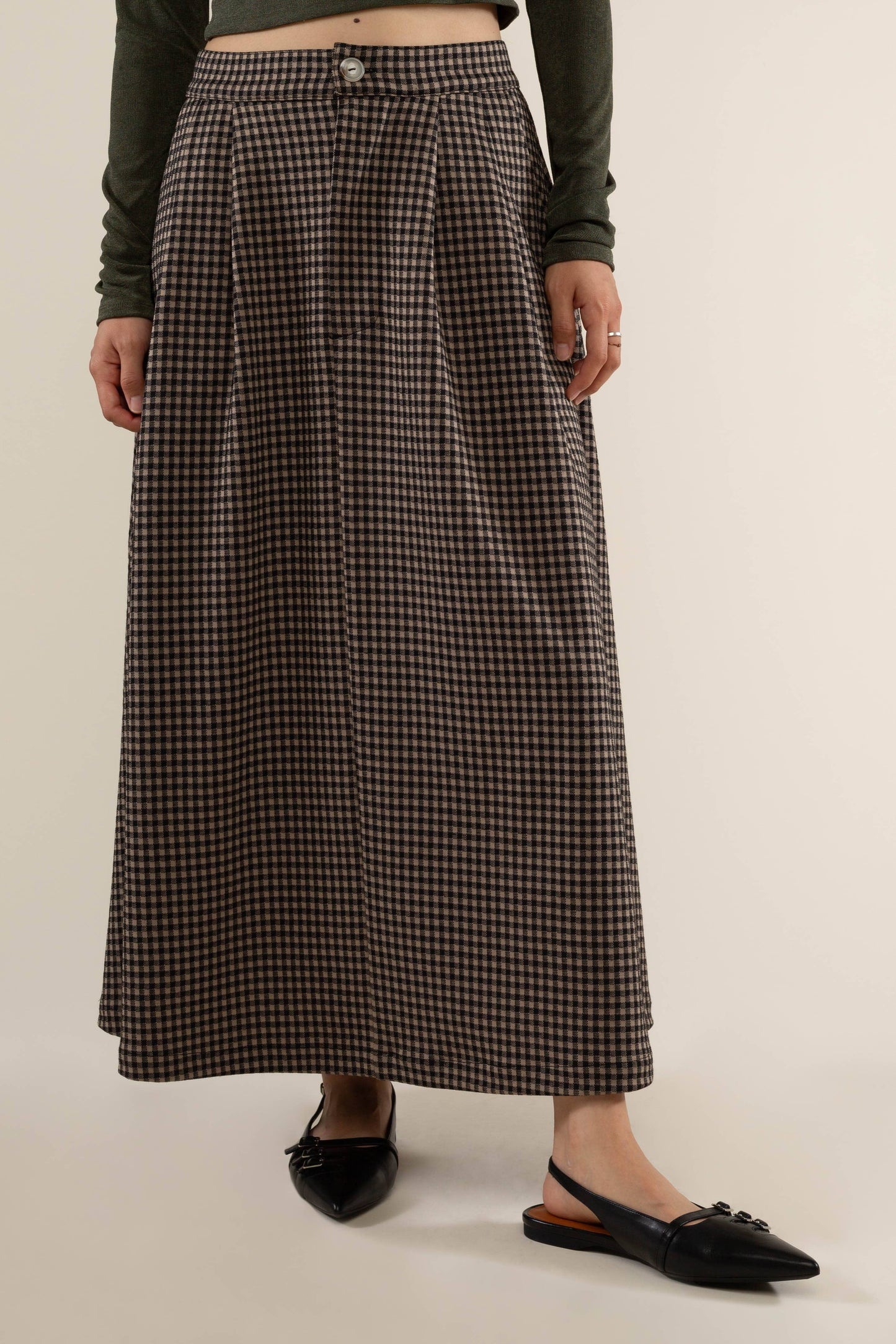 River Gingham A-line Maxi Skirt