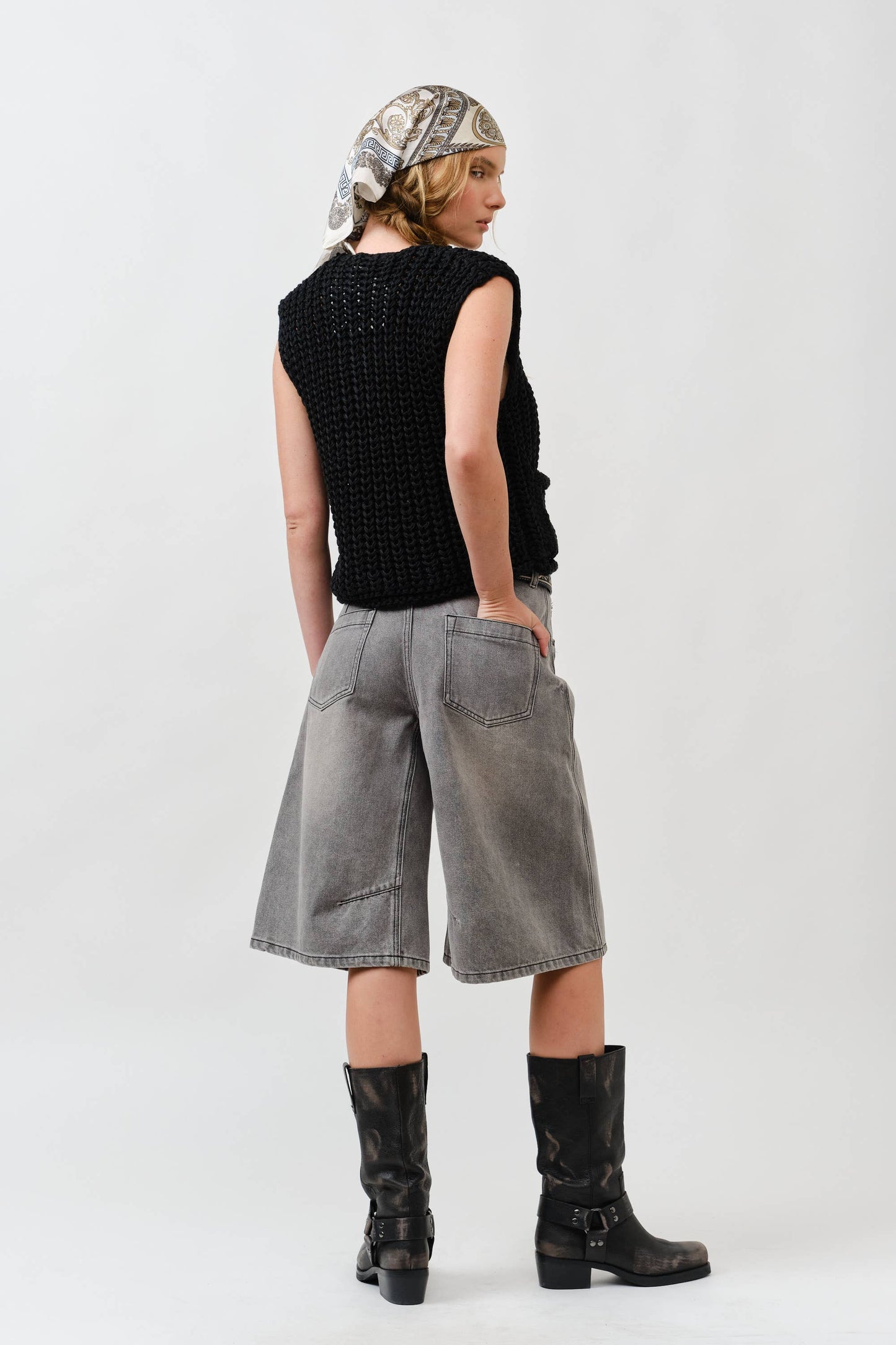 Yoke Seam Denim Bermuda Shorts