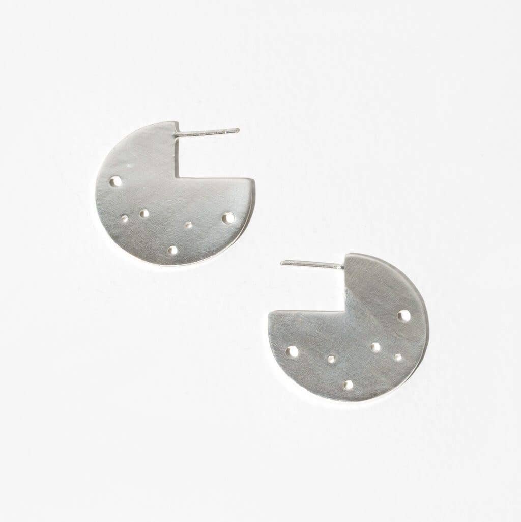 Moon Coin Hoop Earrings | Sterling Silver