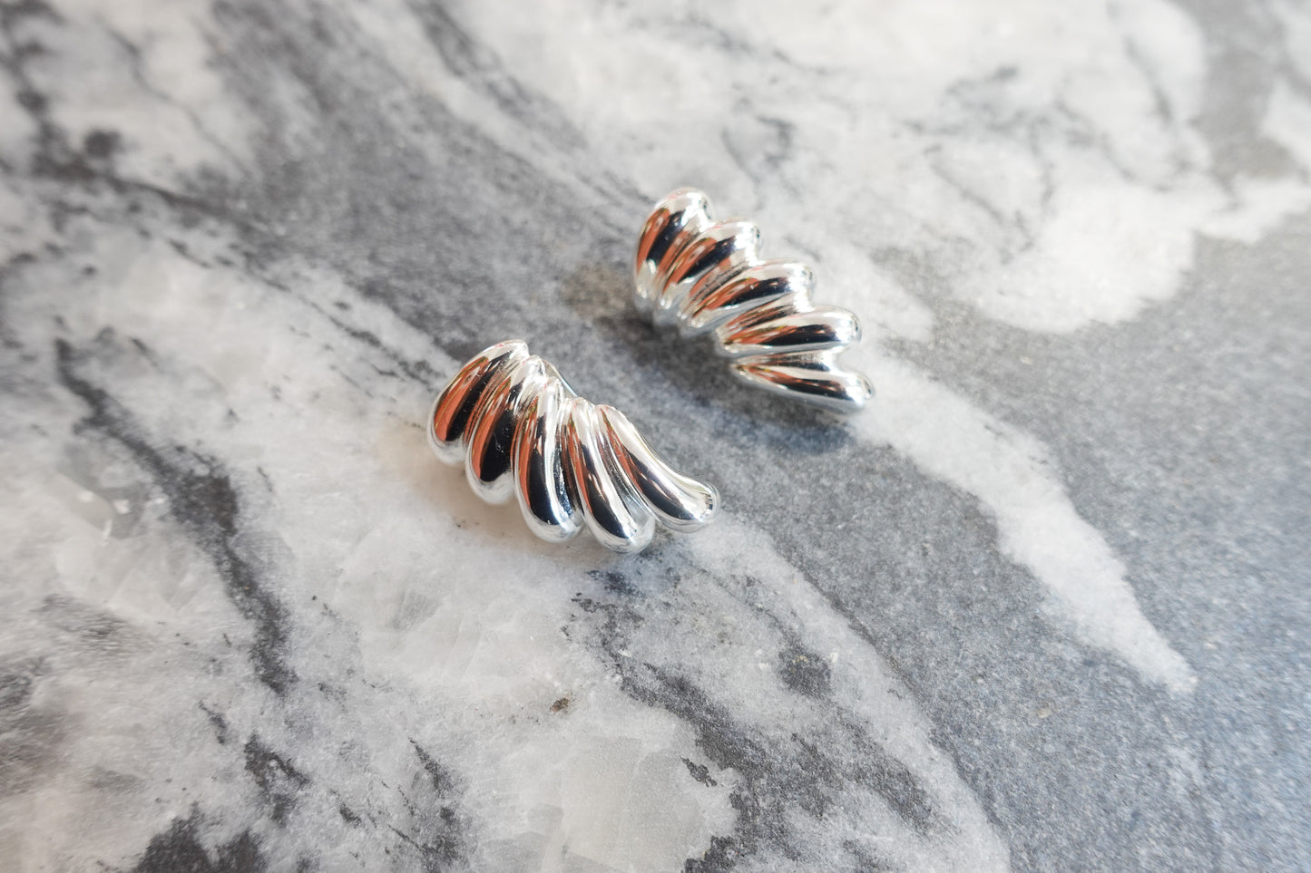 Sculptural Wave Silver Earrings