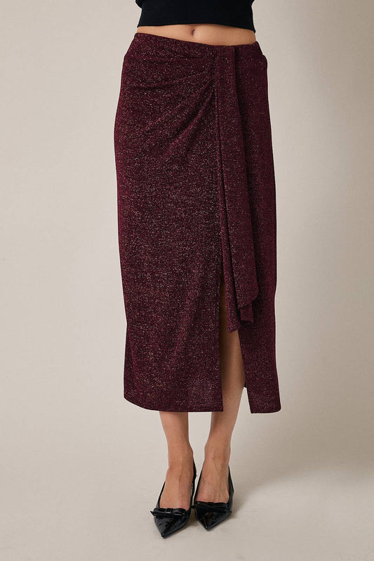 DRAPE DETAIL SIDE SLIT SKIRT
