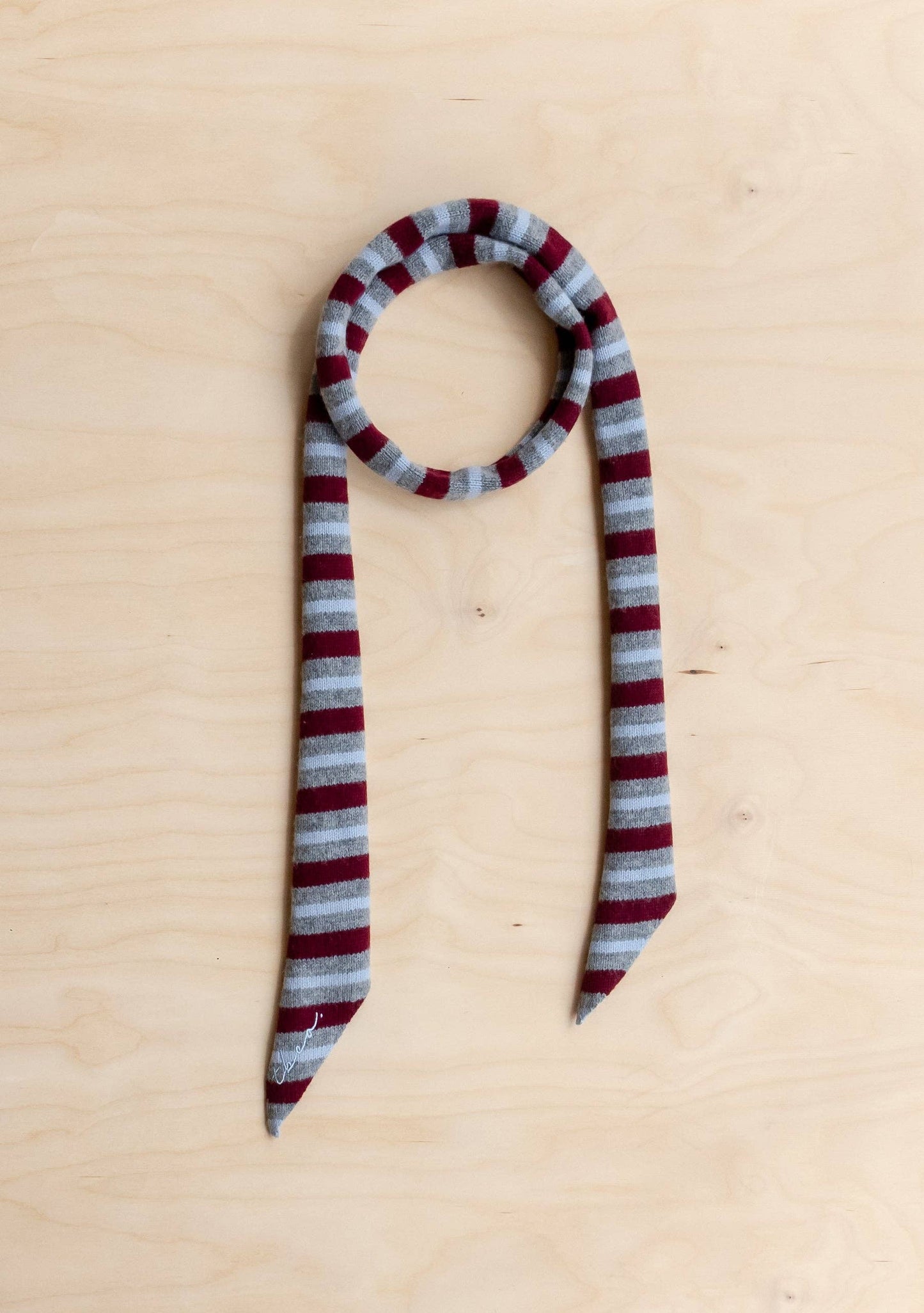 Merino Wool Neck Tie in Burgundy Stripe