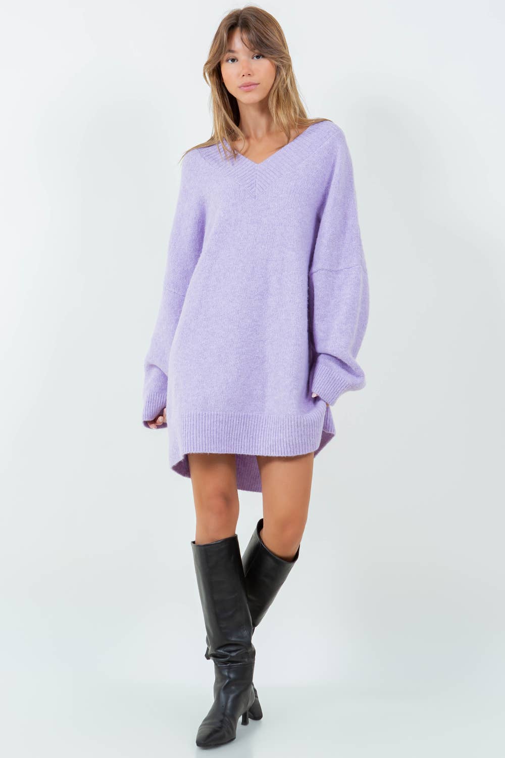 Oversized V-Neck Knit Sweater