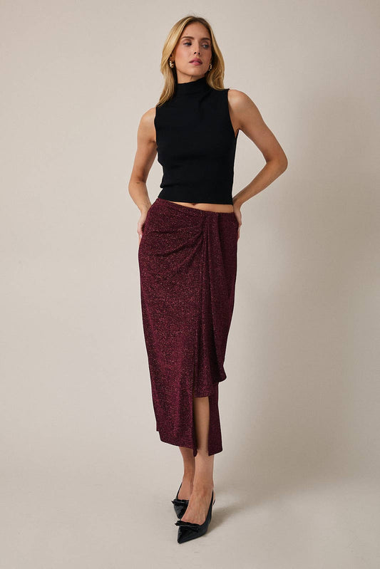 DRAPE DETAIL SIDE SLIT SKIRT