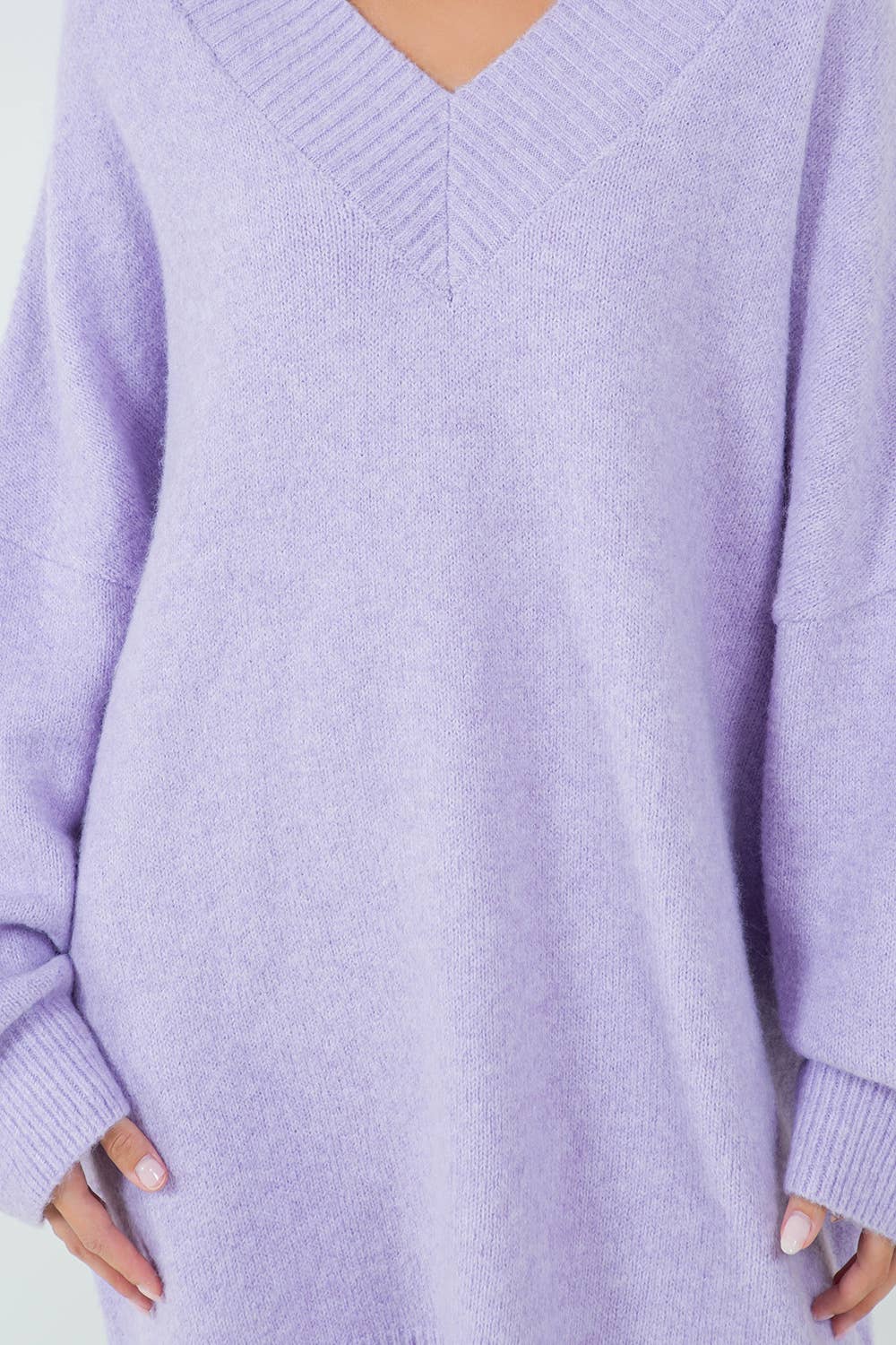 Oversized V-Neck Knit Sweater