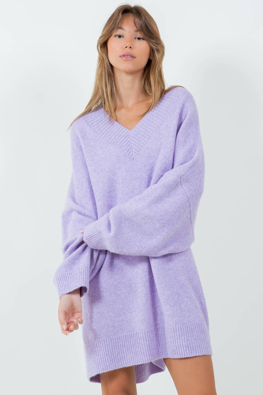 Oversized V-Neck Knit Sweater