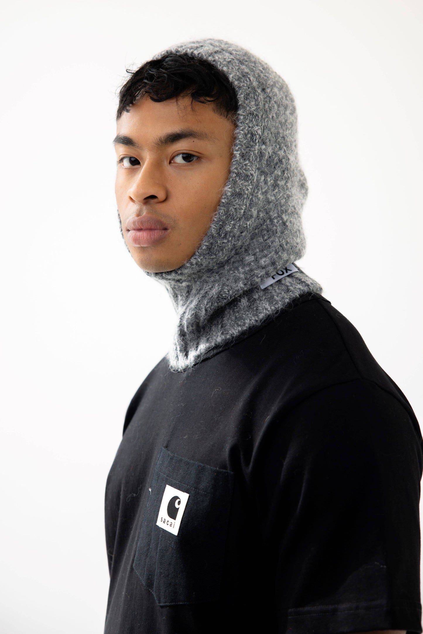 Alpaca Balaclava Fitted Hood - Alpine Cloud
