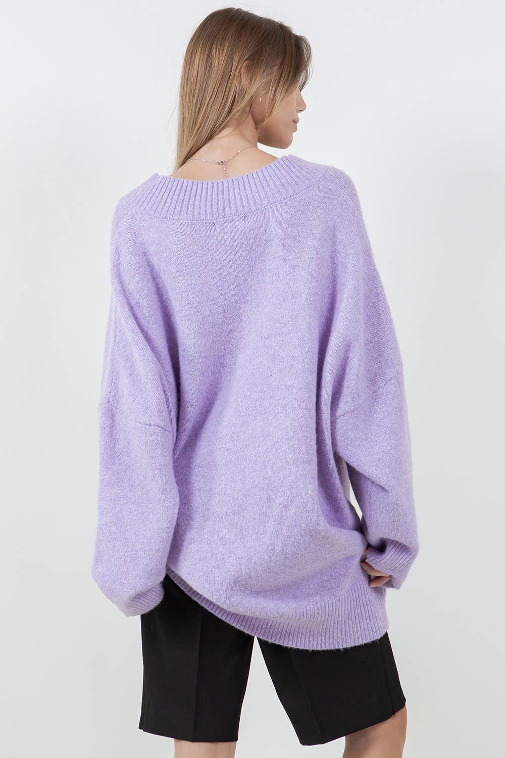 Oversized V-Neck Knit Sweater