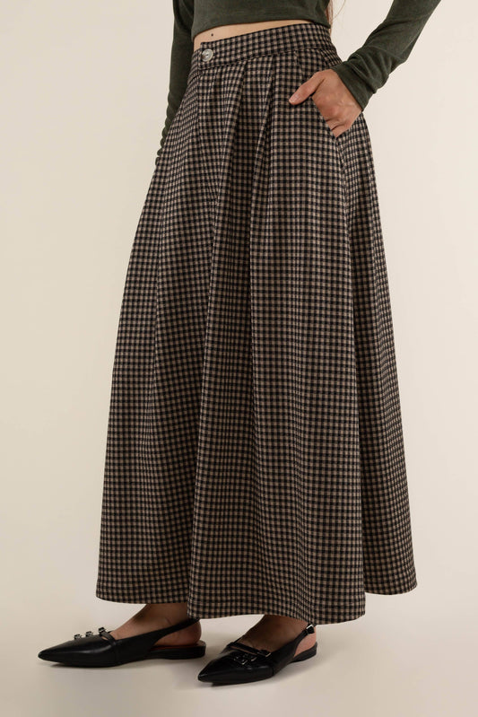 River Gingham A-line Maxi Skirt