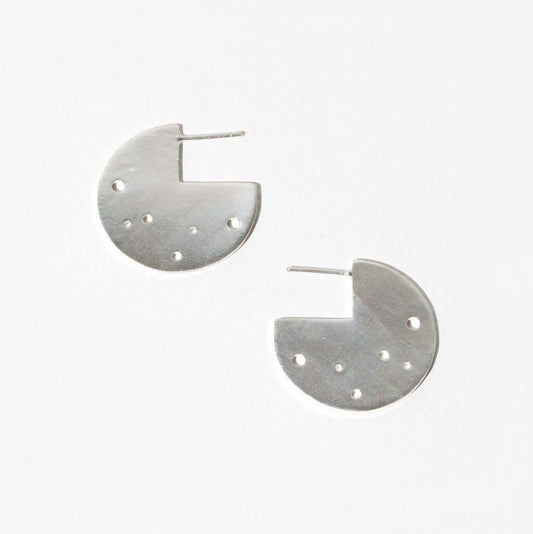 Moon Coin Hoop Earrings | Sterling Silver
