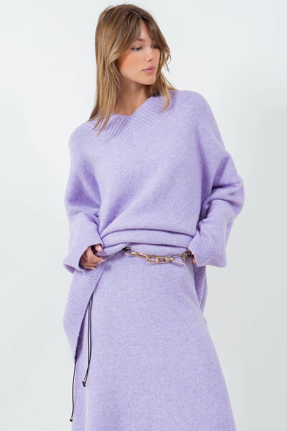Oversized V-Neck Knit Sweater