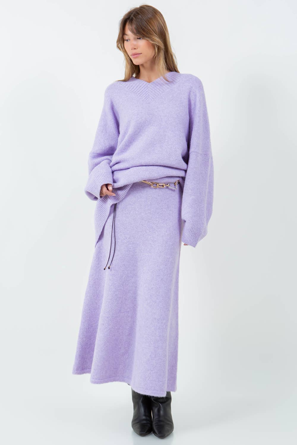 Oversized V-Neck Knit Sweater