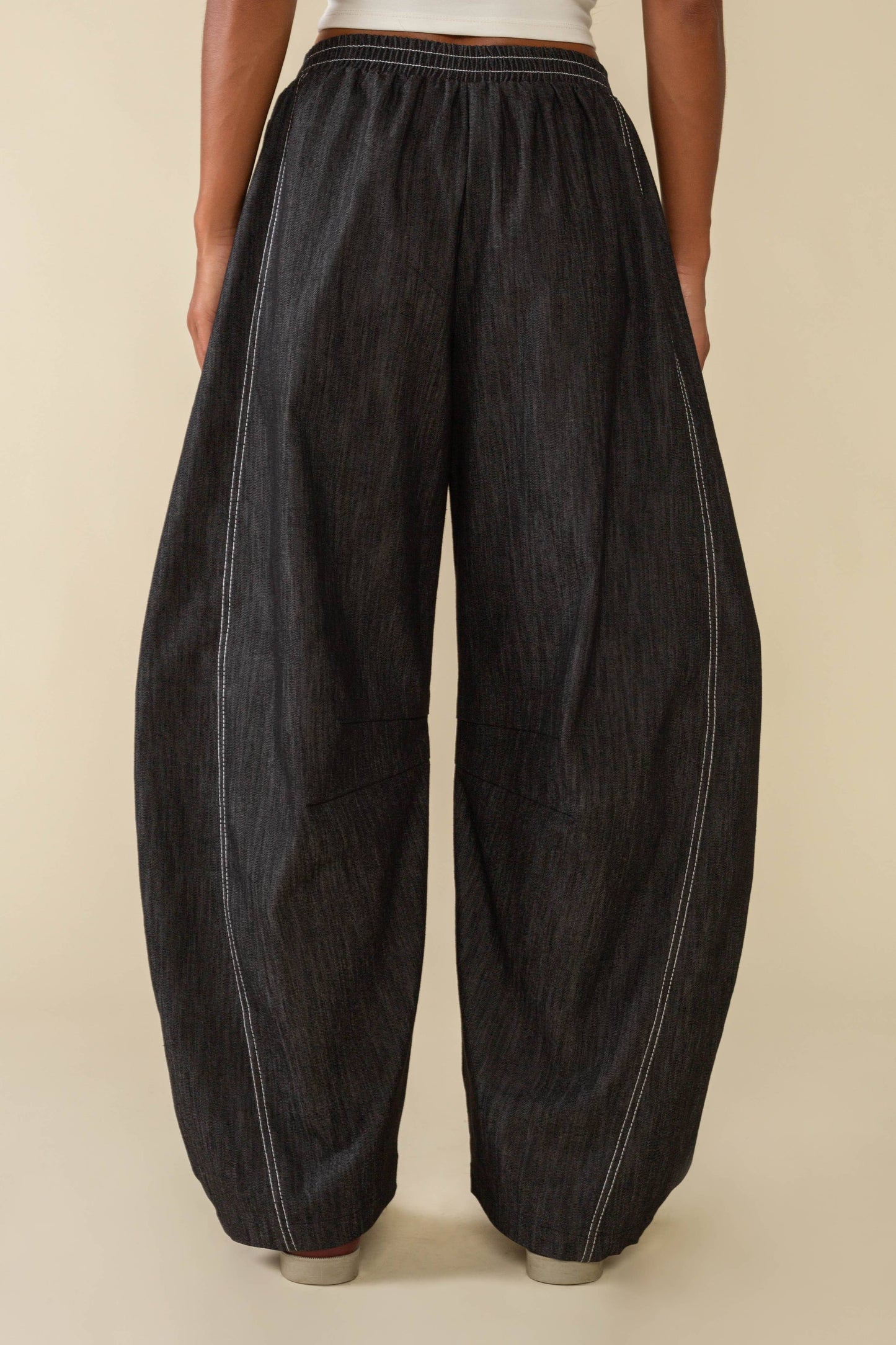 Hudson Black Cotton Denim Barrel Pant