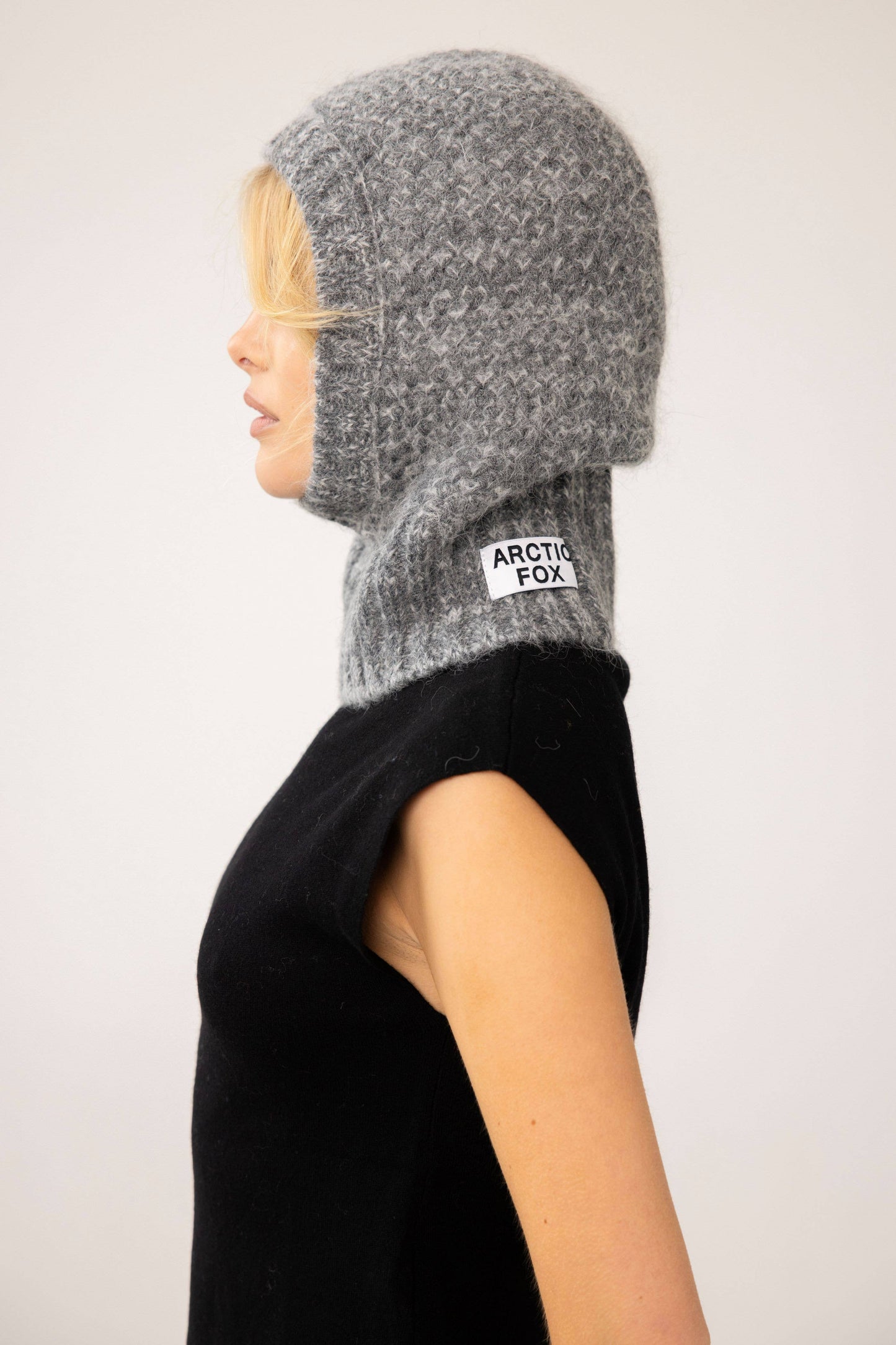 Alpaca Balaclava Fitted Hood - Alpine Cloud