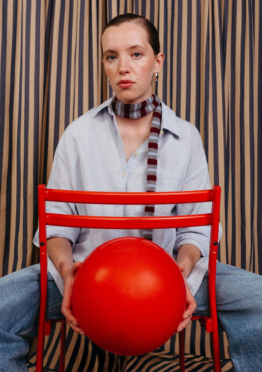 Merino Wool Neck Tie in Burgundy Stripe