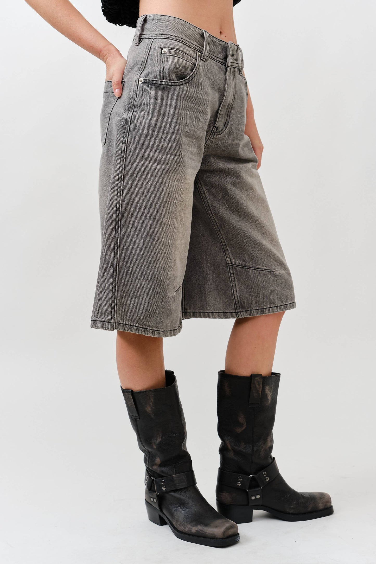 Yoke Seam Denim Bermuda Shorts
