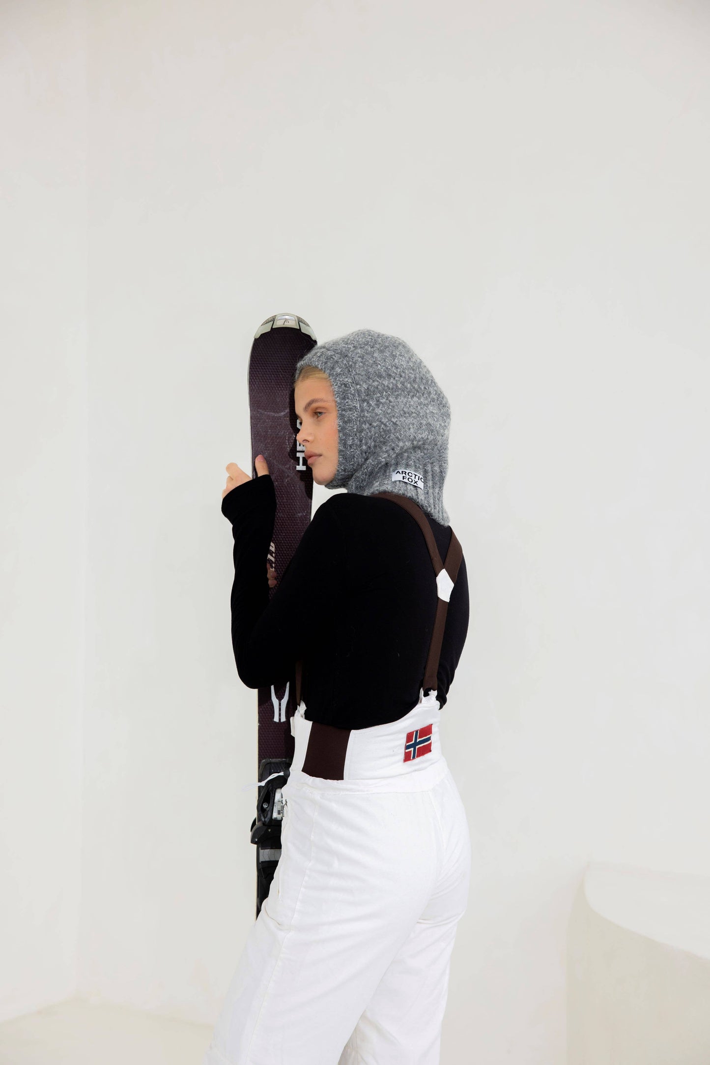 Alpaca Balaclava Fitted Hood - Alpine Cloud