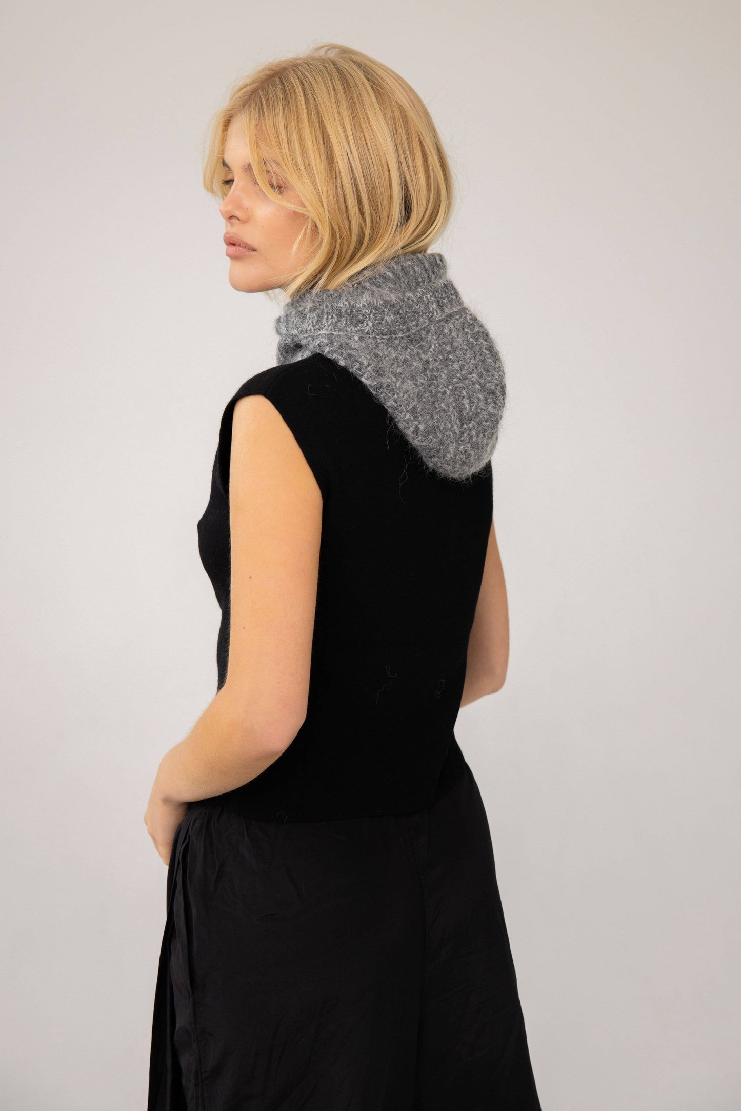Alpaca Balaclava Fitted Hood - Alpine Cloud