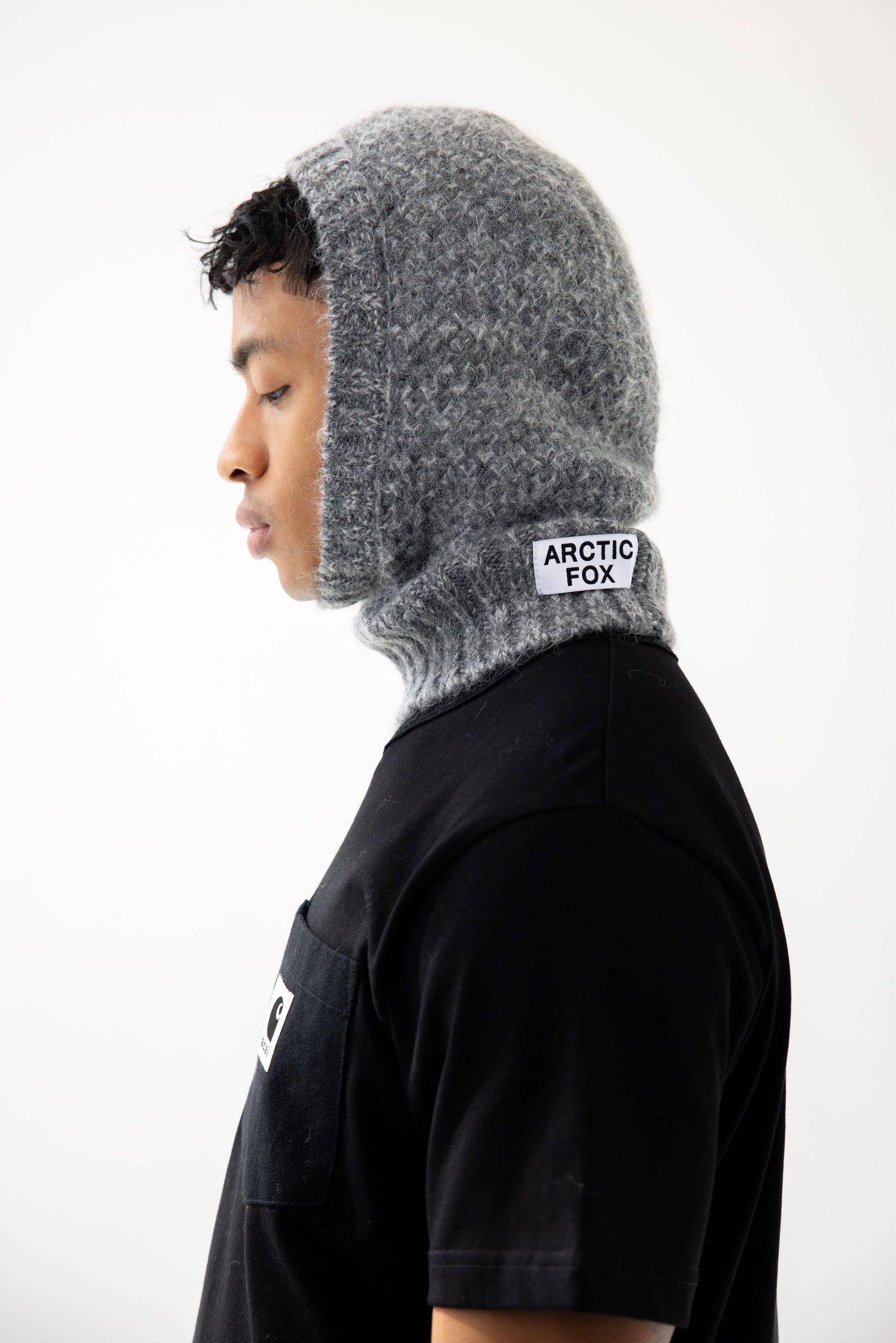 Alpaca Balaclava Fitted Hood - Alpine Cloud