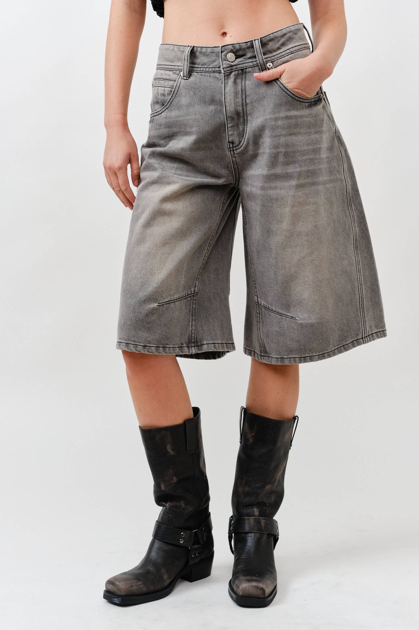 Yoke Seam Denim Bermuda Shorts