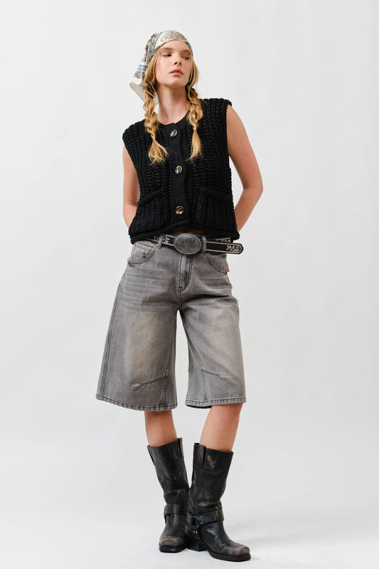 Yoke Seam Denim Bermuda Shorts