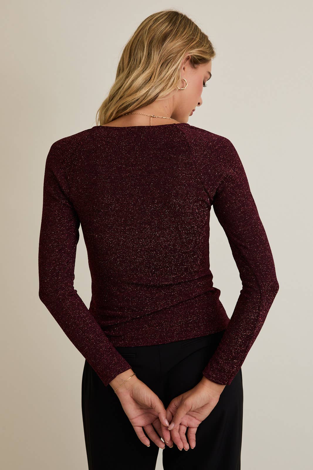 Scoop Neck Metallic Rib Top