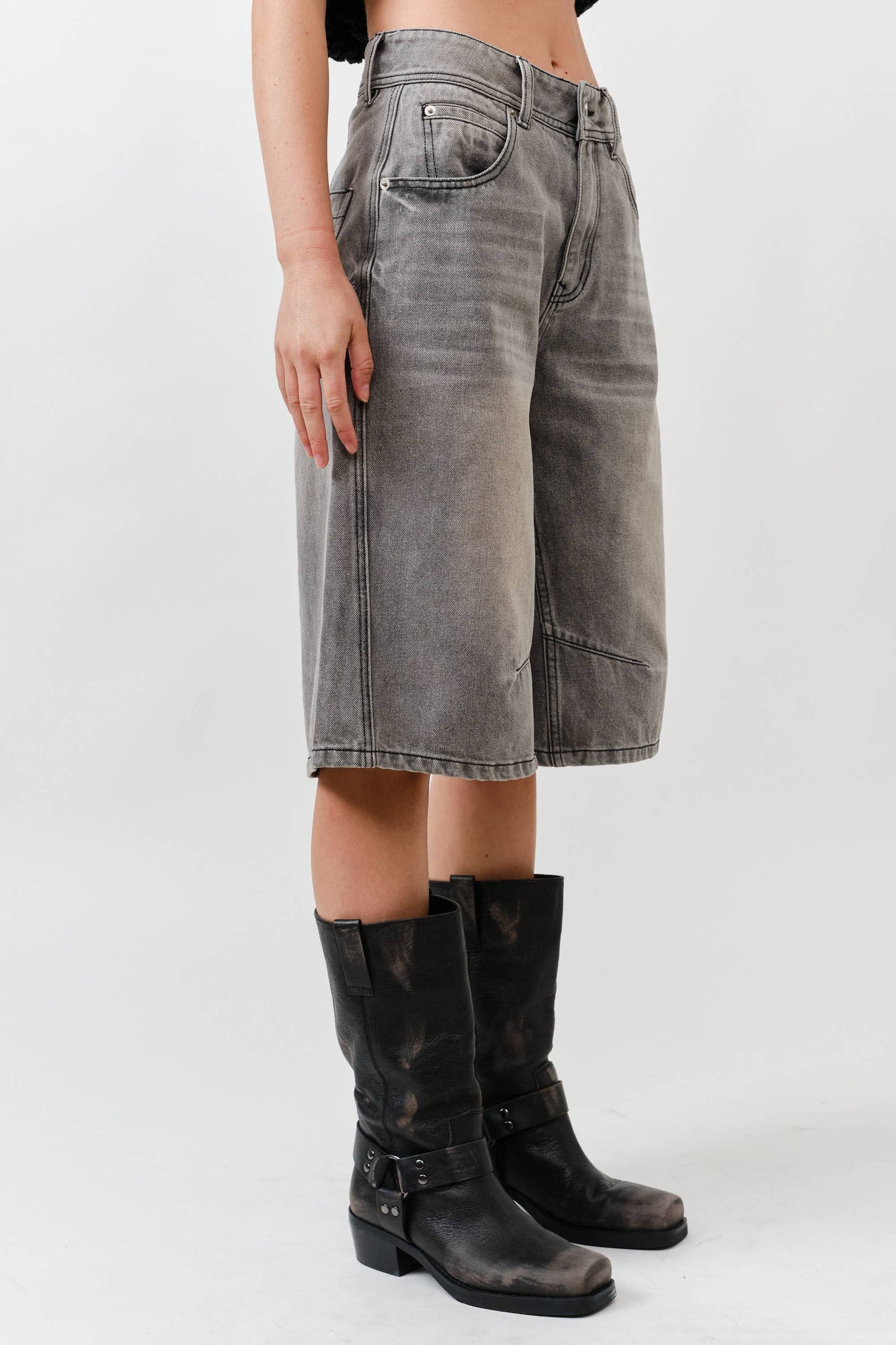 Yoke Seam Denim Bermuda Shorts