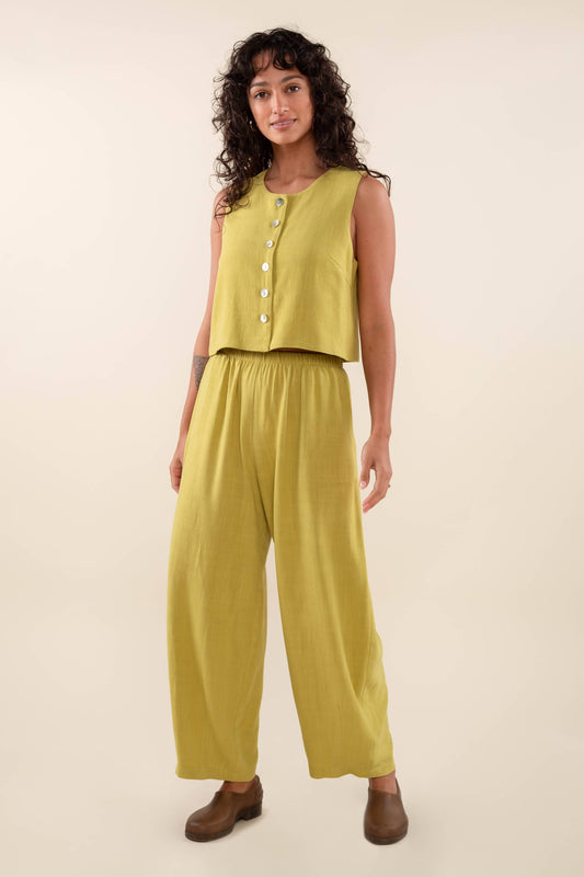 Hi-Neck Linen Vest