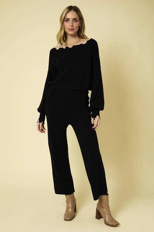 Cropped Knit Sweater Pants