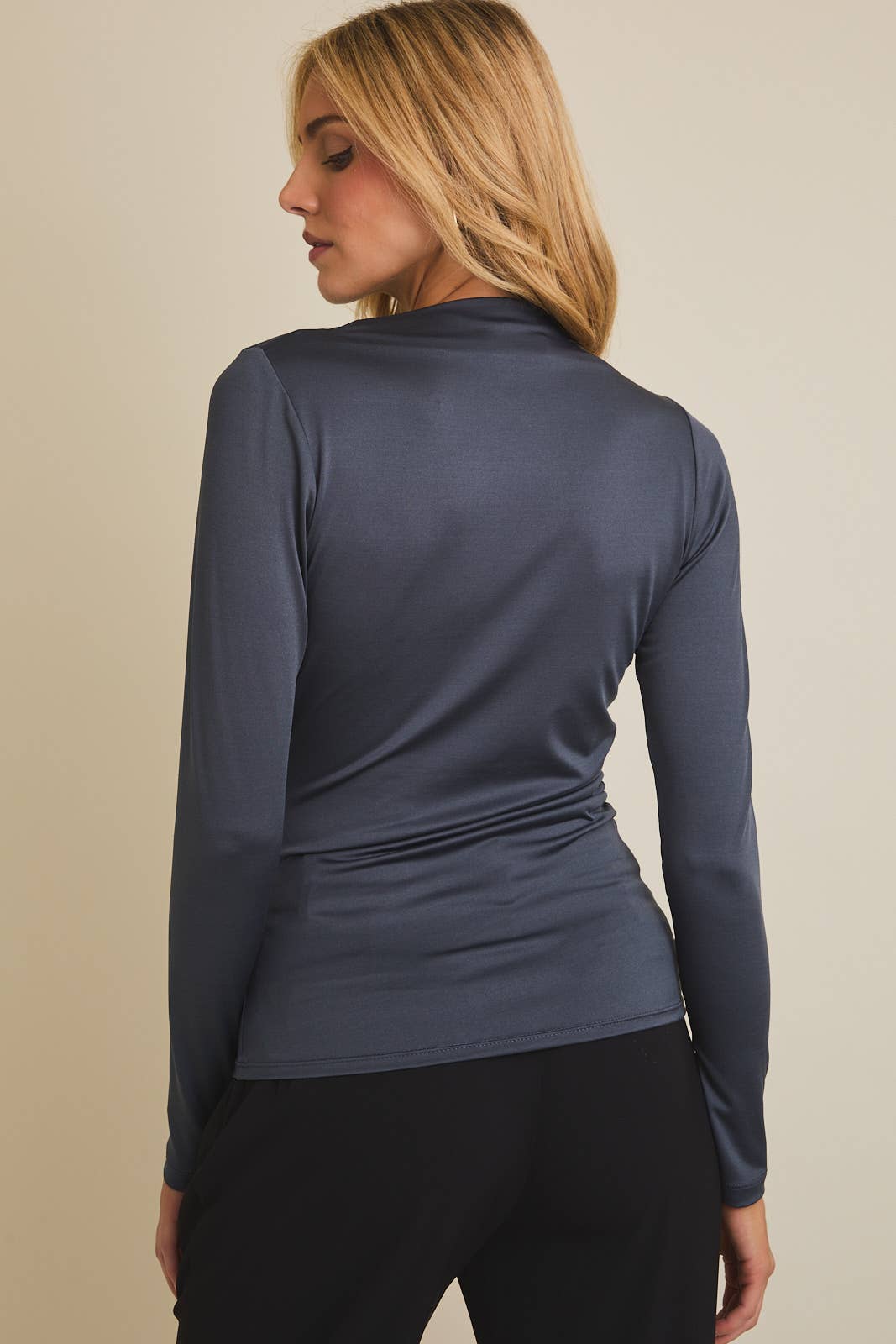 Mock Neck Shirring Top