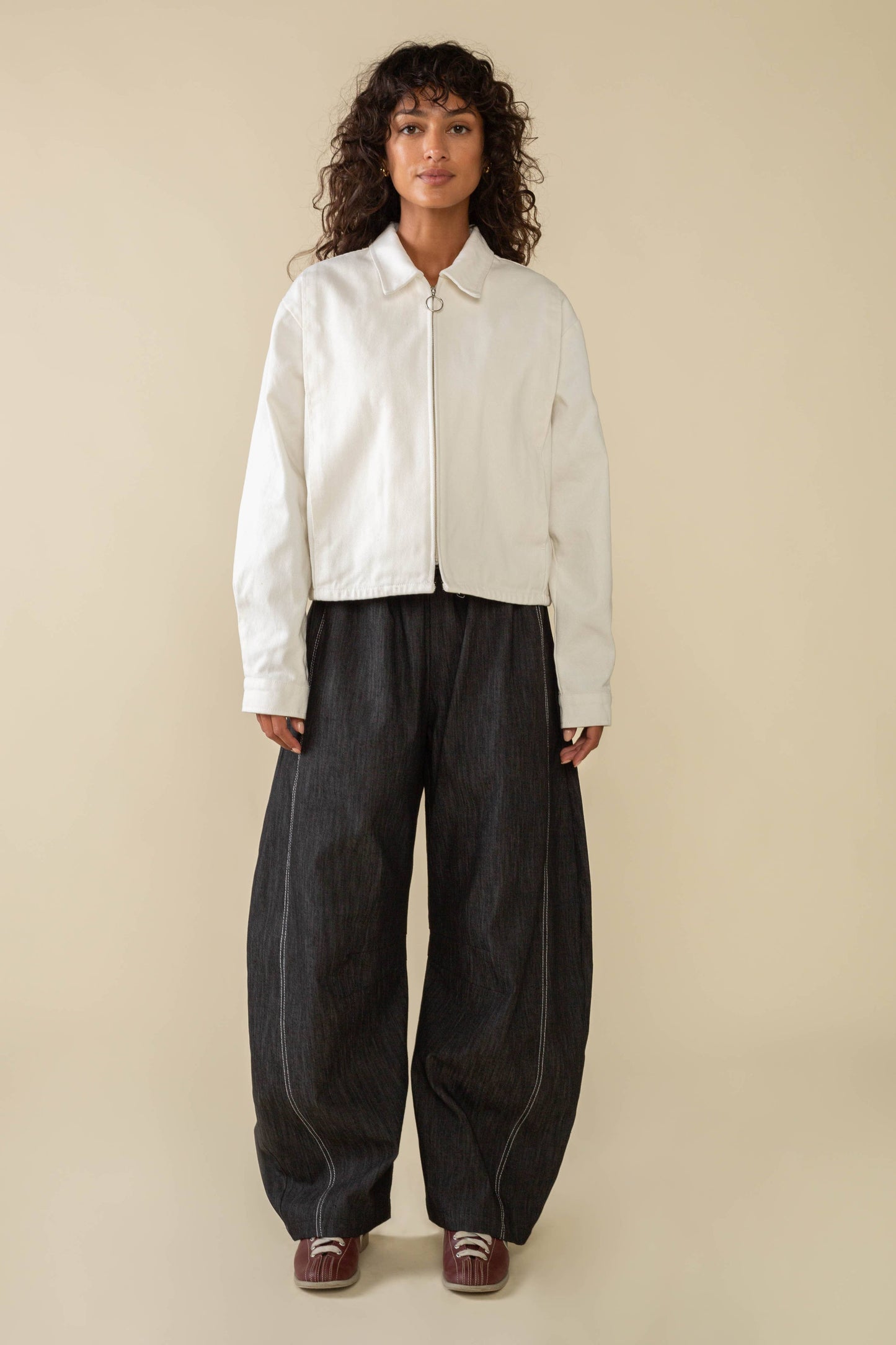 Hudson Black Cotton Denim Barrel Pant