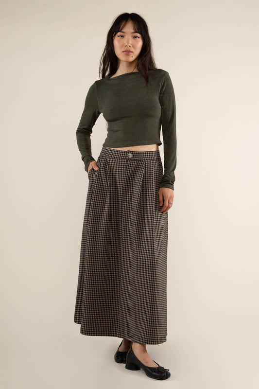 River Gingham A-line Maxi Skirt