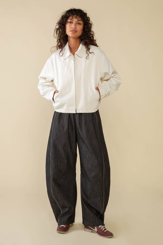 Hudson Black Cotton Denim Barrel Pant