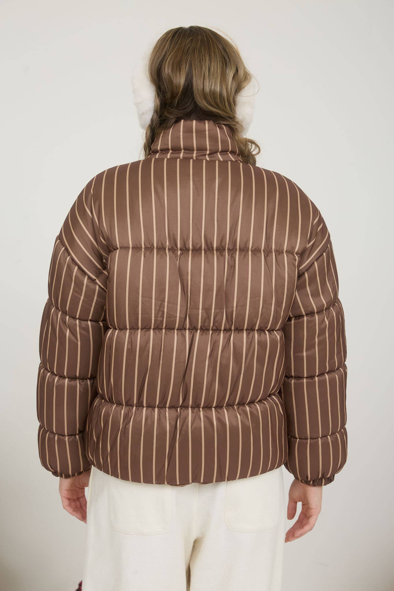 Funnel Neck Striped Puffer