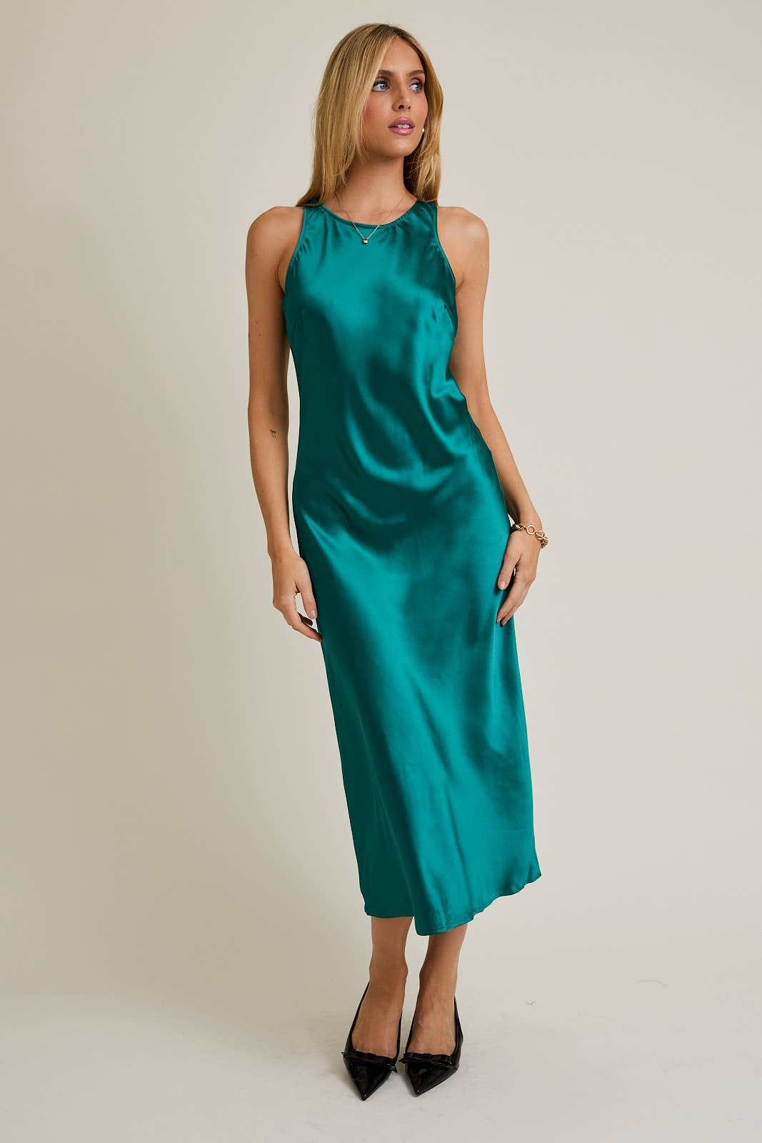 RACER NECK LONG SLIT DRESS