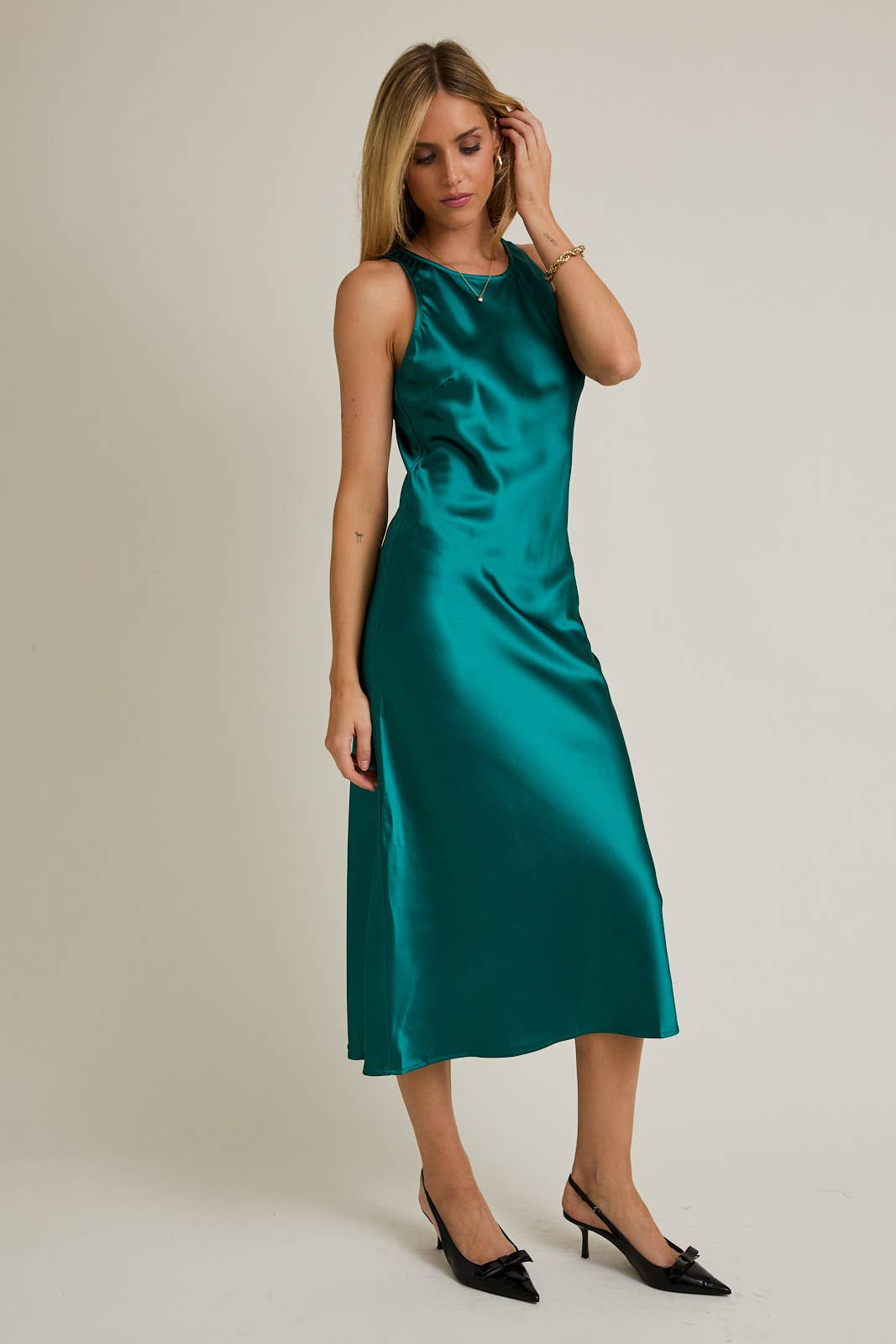 RACER NECK LONG SLIT DRESS