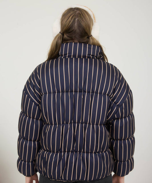 Funnel Neck Striped Puffer