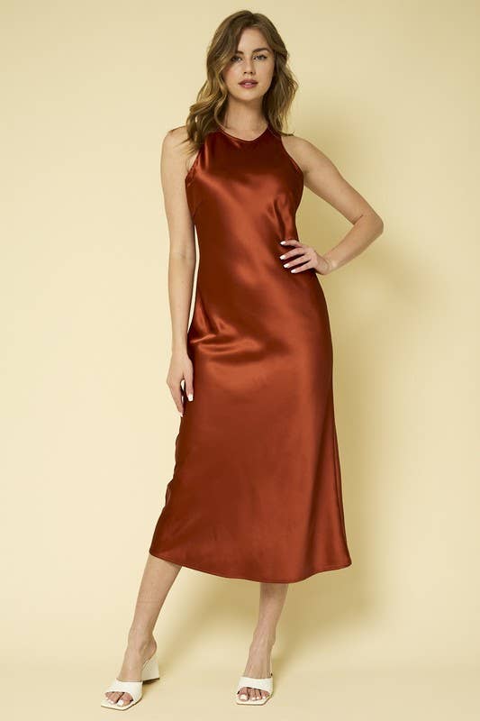 RACER NECK LONG SLIT DRESS